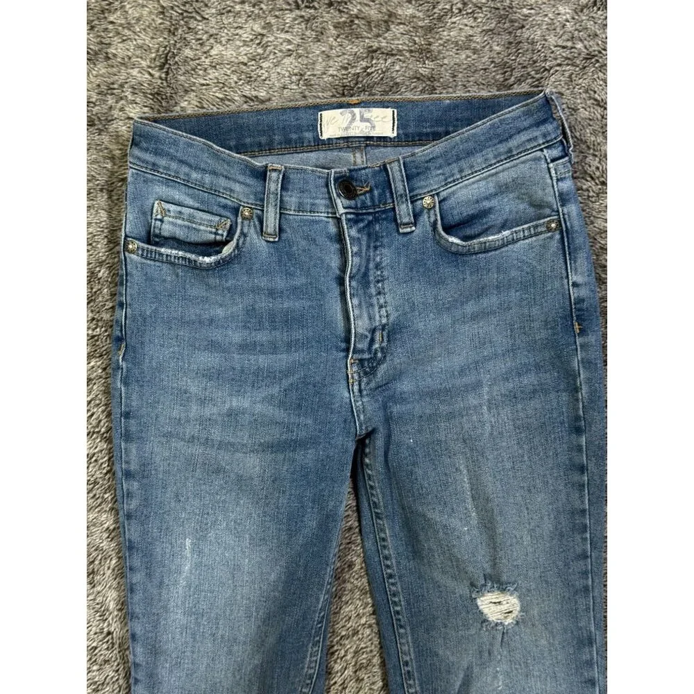 Free People Great Heights Frayed Skinny Jeans Sz 25